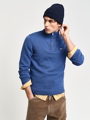 GANT Blue Chrome Casual Cotton Half Zip Jumper - Image 1 of 4