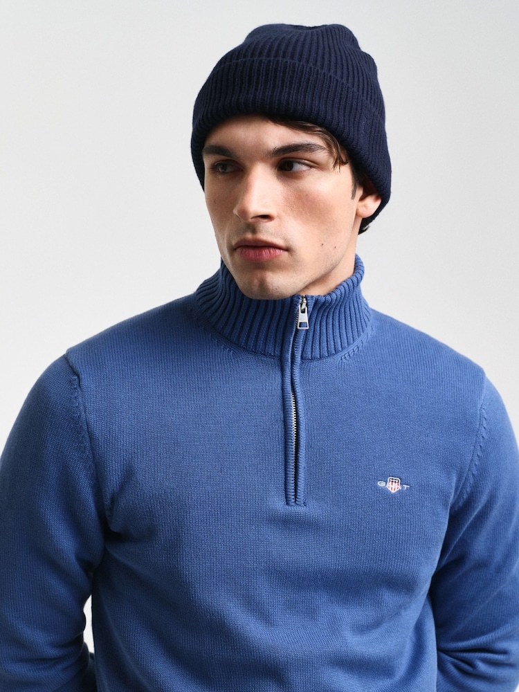 GANT Blue Chrome Casual Cotton Half Zip Jumper - Image 4 of 4