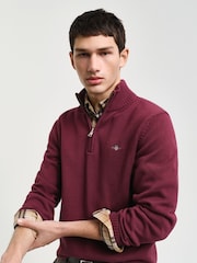 GANT Red Casual Cotton Half Zip Jumper - Image 4 of 4