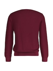 GANT Red Micro 100% Cotton Textured Crew Neck Sweater - Image 2 of 2