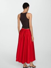 Mango Red Midi Pleated 100% Cotton Skirt - Image 3 of 6