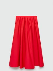 Mango Red Midi Pleated 100% Cotton Skirt - Image 5 of 6