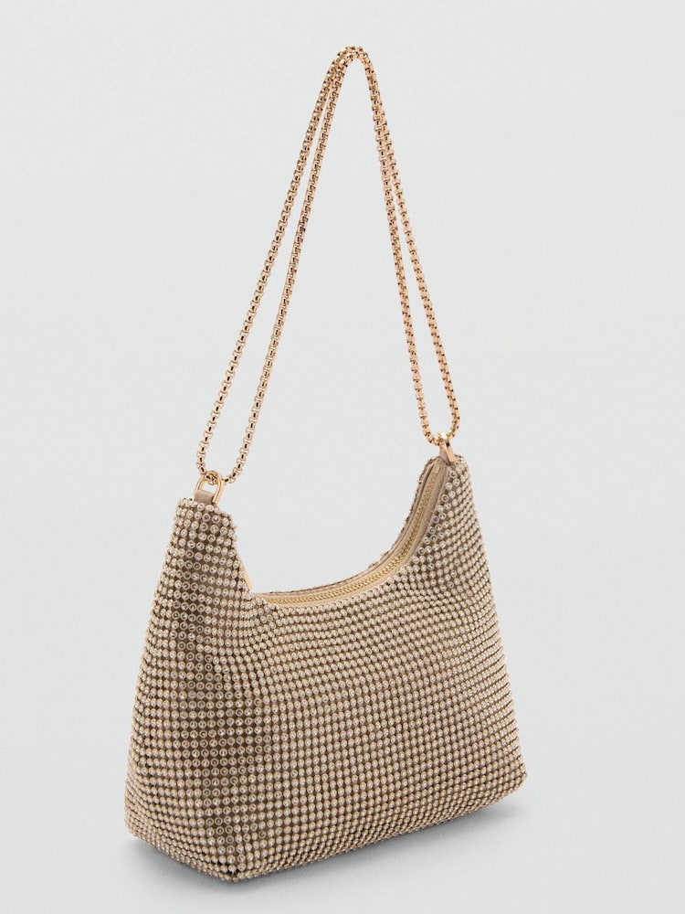 Mango Gold Chain Bag With Crystals - Image 1 of 3