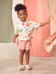 Red Gingham Holiday Print 100% Cotton Short Sleve Shirt and Shorts Set (3mths-7yrs) - Image 1 of 3