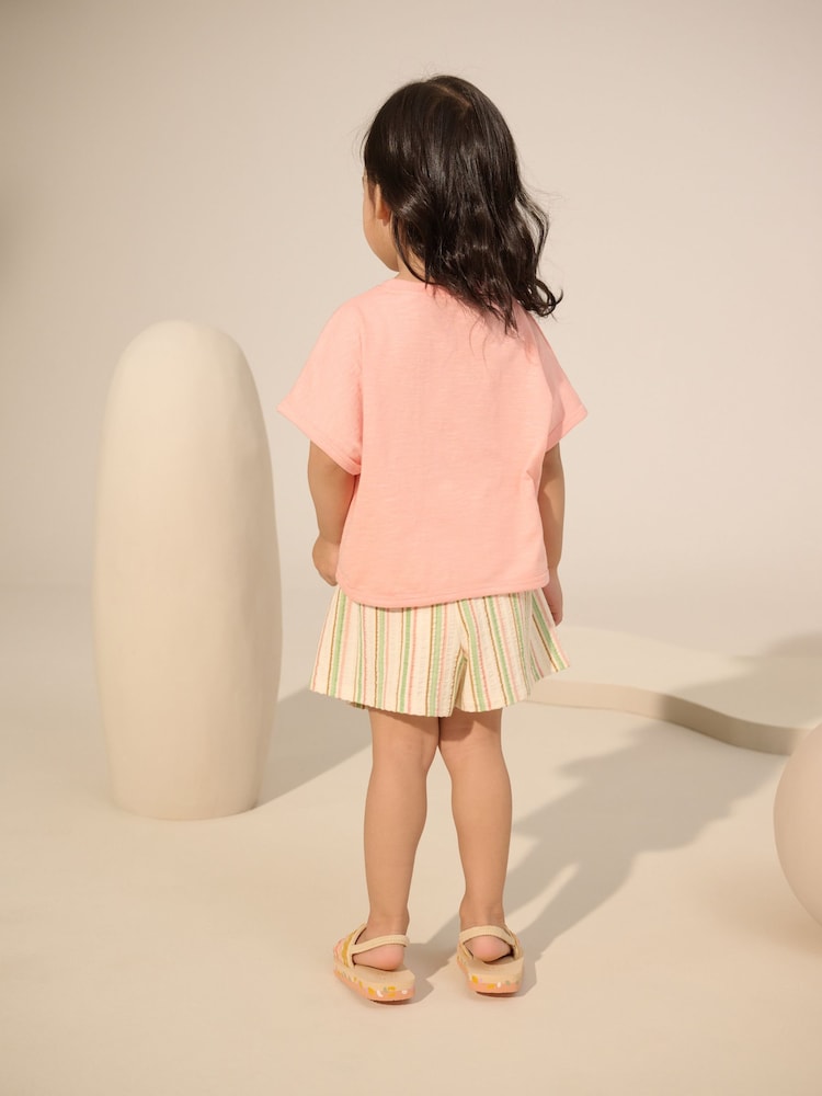 Pink Padded Flower 100% Cotton Short Sleeve Top and Shorts Set (3mths-7yrs) - Image 4 of 11