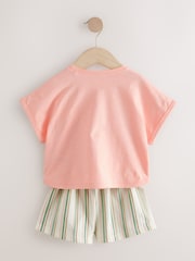 Pink Padded Flower 100% Cotton Short Sleeve Top and Shorts Set (3mths-7yrs) - Image 8 of 11
