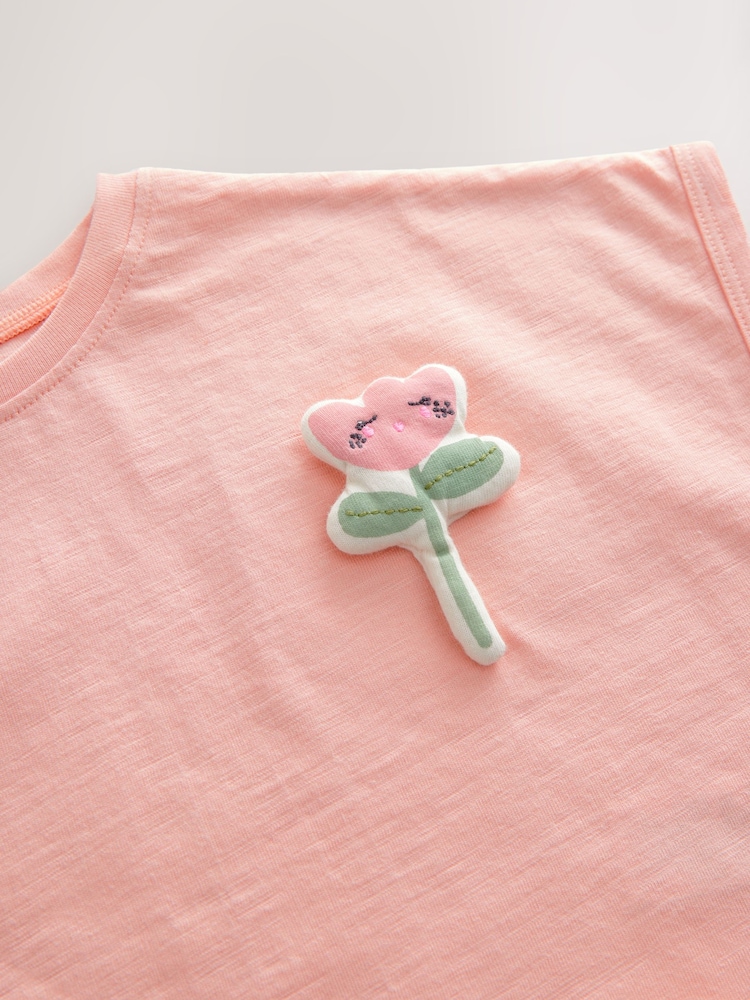 Pink Padded Flower 100% Cotton Short Sleeve Top and Shorts Set (3mths-7yrs) - Image 9 of 11