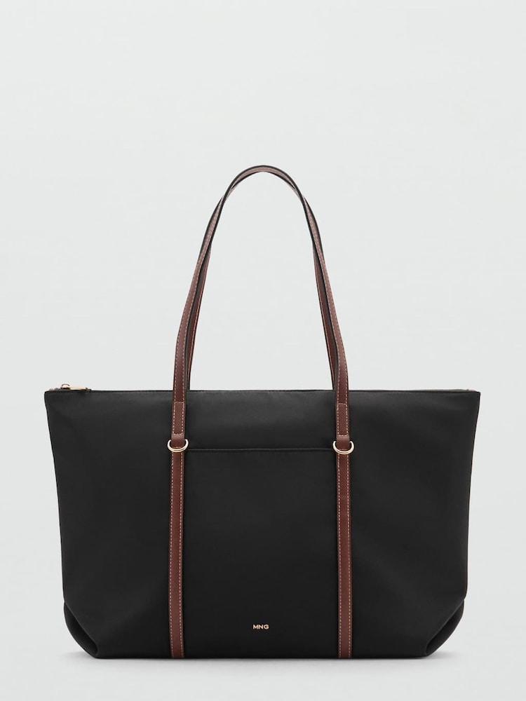 Mango Black Nylon Shopper Shoulder Bag - Image 1 of 3 Mango Black Nylon Shopper Shoulder Bag - Image 1 of 3