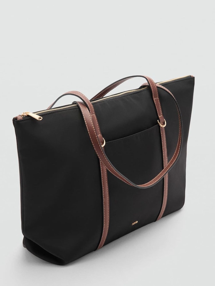 Mango Black Nylon Shopper Shoulder Bag - Image 2 of 3 Mango Black Nylon Shopper Shoulder Bag - Image 2 of 3