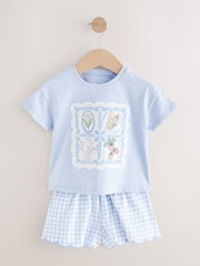 Blue Gingham Flowers Short Sleeve T-Shirt and Shorts Set (3mths-7yrs) - Image 3 of 6
