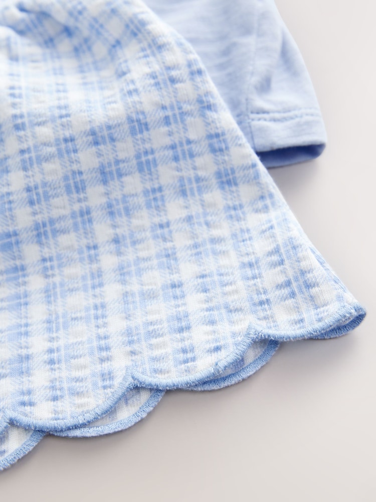 Blue Gingham Flowers Short Sleeve T-Shirt and Shorts Set (3mths-7yrs) - Image 6 of 6