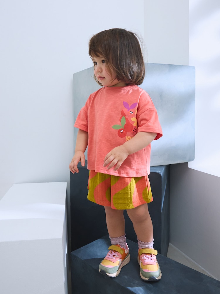 Orange Cherry Short Sleeve T-Shirt and Shorts Set (3mths-7yrs) - Image 4 of 9