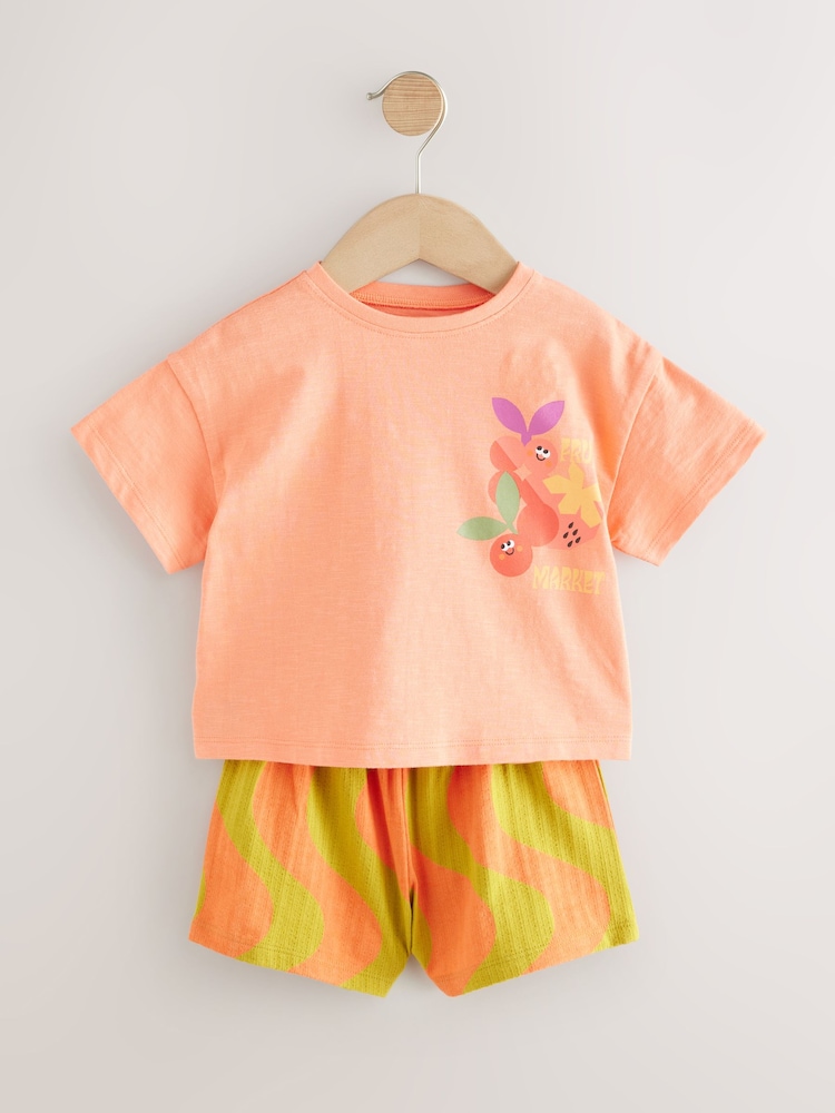 Orange Cherry Short Sleeve T-Shirt and Shorts Set (3mths-7yrs) - Image 5 of 9