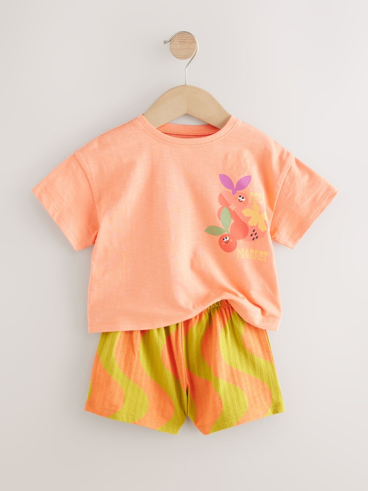 Orange Cherry Short Sleeve T-Shirt and Shorts Set (3mths-7yrs) - Image 6 of 9