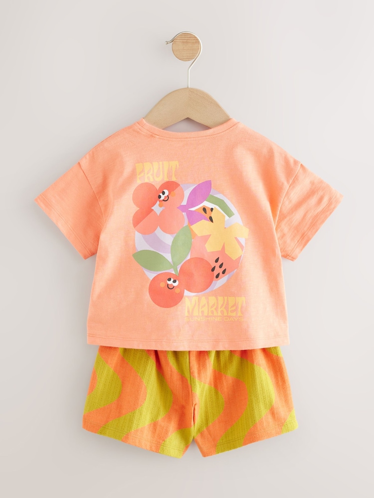 Orange Cherry Short Sleeve T-Shirt and Shorts Set (3mths-7yrs) - Image 7 of 9
