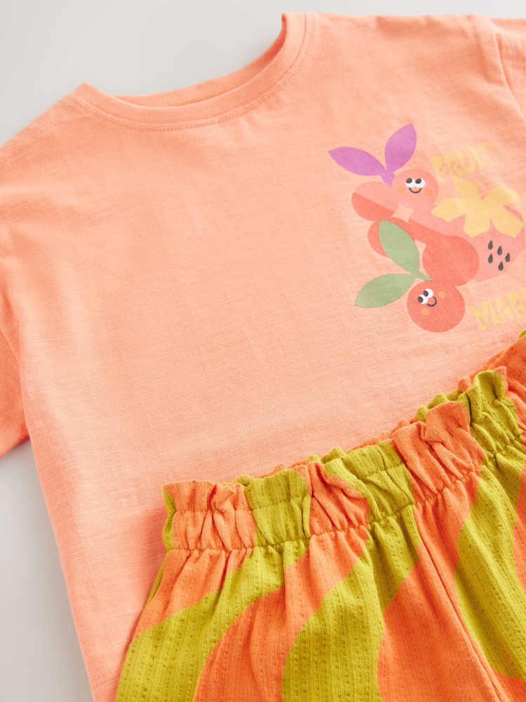 Orange Cherry Short Sleeve T-Shirt and Shorts Set (3mths-7yrs) - Image 8 of 9