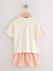 Ecru/Pink Ice Cream Character Short Sleeve T-Shirt and Shorts Set (3mths-7yrs) - Image 7 of 9