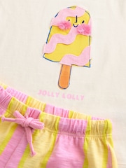 Ecru/Pink Ice Cream Character Short Sleeve T-Shirt and Shorts Set (3mths-7yrs) - Image 8 of 9
