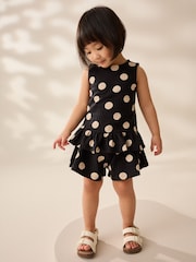 Monochrome Spot Peplum 100% Cotton Vest and Shorts Set (3mths-7yrs) - Image 1 of 9