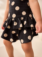 Monochrome Spot Peplum 100% Cotton Vest and Shorts Set (3mths-7yrs) - Image 3 of 9