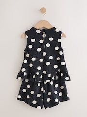 Monochrome Spot Peplum 100% Cotton Vest and Shorts Set (3mths-7yrs) - Image 6 of 9
