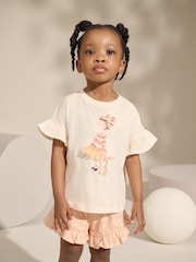 Pink Ballet Girl and Bunny Short Sleeve T-Shirt and Shorts Set (3mths-7yrs) - Image 1 of 8