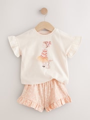 Pink Ballet Girl and Bunny Short Sleeve T-Shirt and Shorts Set (3mths-7yrs) - Image 5 of 8