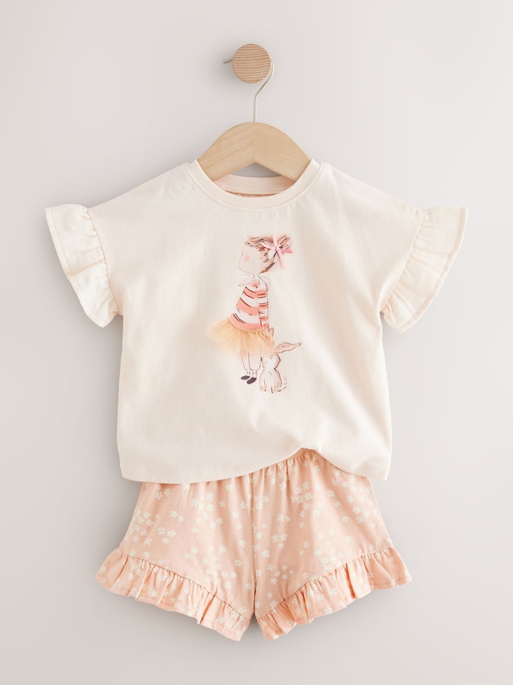 Pink Ballet Girl and Bunny Short Sleeve T-Shirt and Shorts Set (3mths-7yrs) - Image 5 of 8