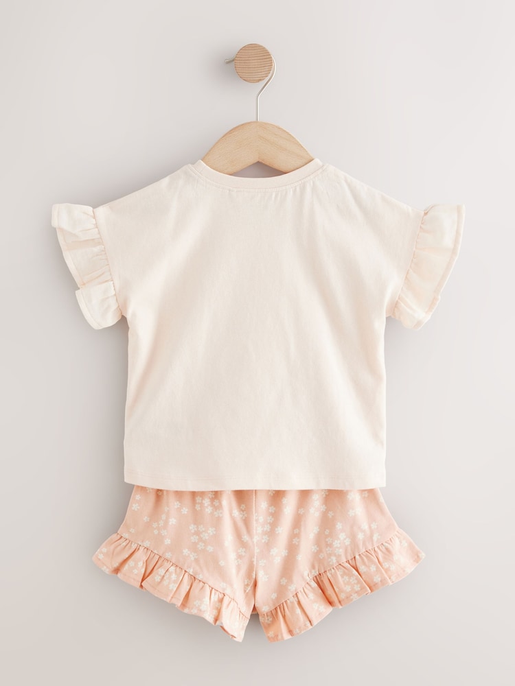 Pink Ballet Girl and Bunny Short Sleeve T-Shirt and Shorts Set (3mths-7yrs) - Image 6 of 8