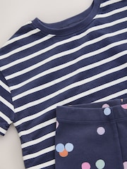 Navy Padded Flower Short Sleeve T-Shirt and Cycle Shorts Set (3mths-7yrs) - Image 9 of 9