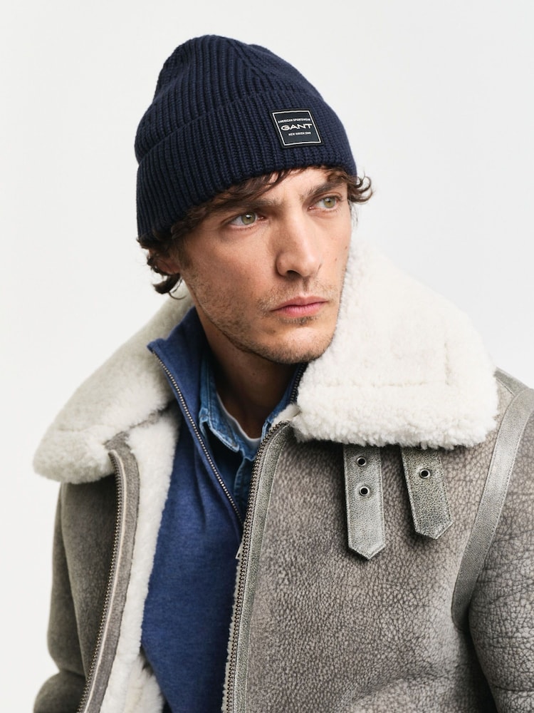 GANT Blue Archive Sheild Terry Beanie Hat - Image 1 of 3