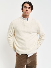 GANT Cream Wool Boucle Crew Neck Jumper - Image 1 of 5