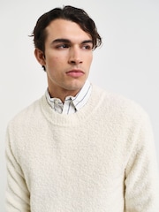 GANT Cream Wool Boucle Crew Neck Jumper - Image 4 of 5