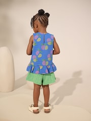 Blue Fruit Peplum 100% Cotton Vest and Shorts Set (3mths-7yrs) - Image 2 of 7