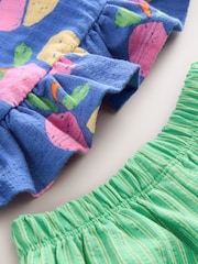 Blue Fruit Peplum 100% Cotton Vest and Shorts Set (3mths-7yrs) - Image 7 of 7