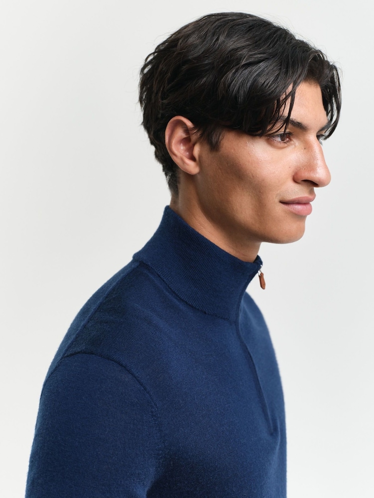 GANT Blue Extrafine Merino Wool Jumper - Image 4 of 4