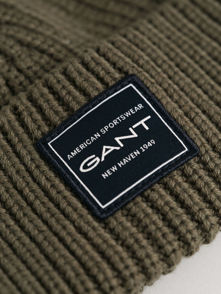 GANT Green Archive Sheild Terry Beanie Hat - Image 3 of 3
