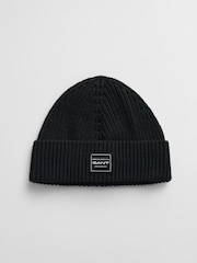 GANT Black Archive Sheild Terry Beanie Hat - Image 2 of 3