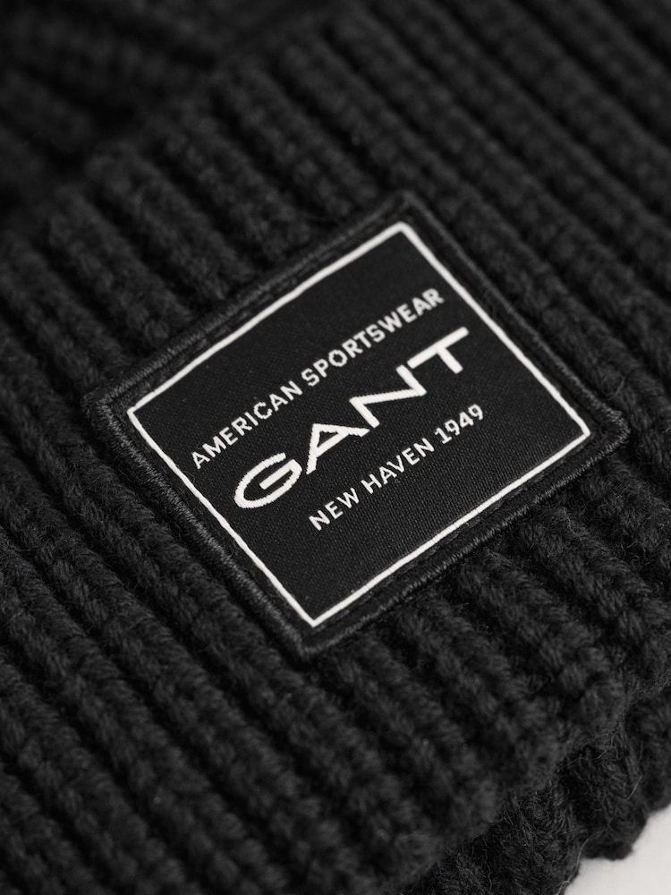 GANT Black Archive Sheild Terry Beanie Hat - Image 3 of 3