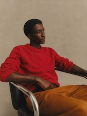 GANT Red Wool Boucle Crew Neck Jumper - Image 1 of 7