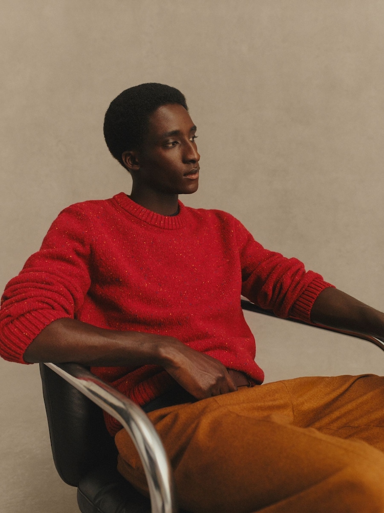 GANT Red Wool Boucle Crew Neck Jumper - Image 1 of 7