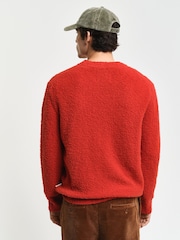 GANT Red Wool Boucle Crew Neck Jumper - Image 4 of 7