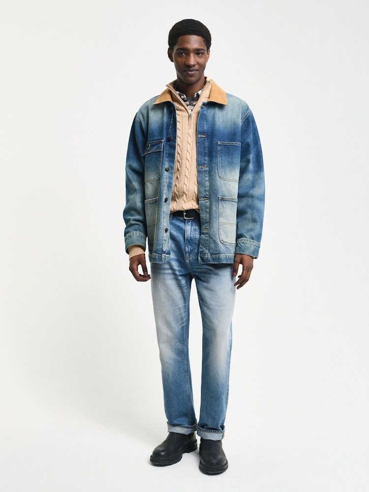 GANT Brown Cable Half Zip 100% Cotton Jumper - Image 5 of 5