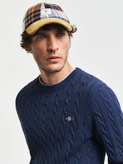 GANT Blue 100% Cotton Cable Crew Neck Jumper - Image 4 of 4