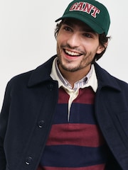 GANT Blue Extrafine Lambswool Striped Polo Shirt - Image 5 of 5