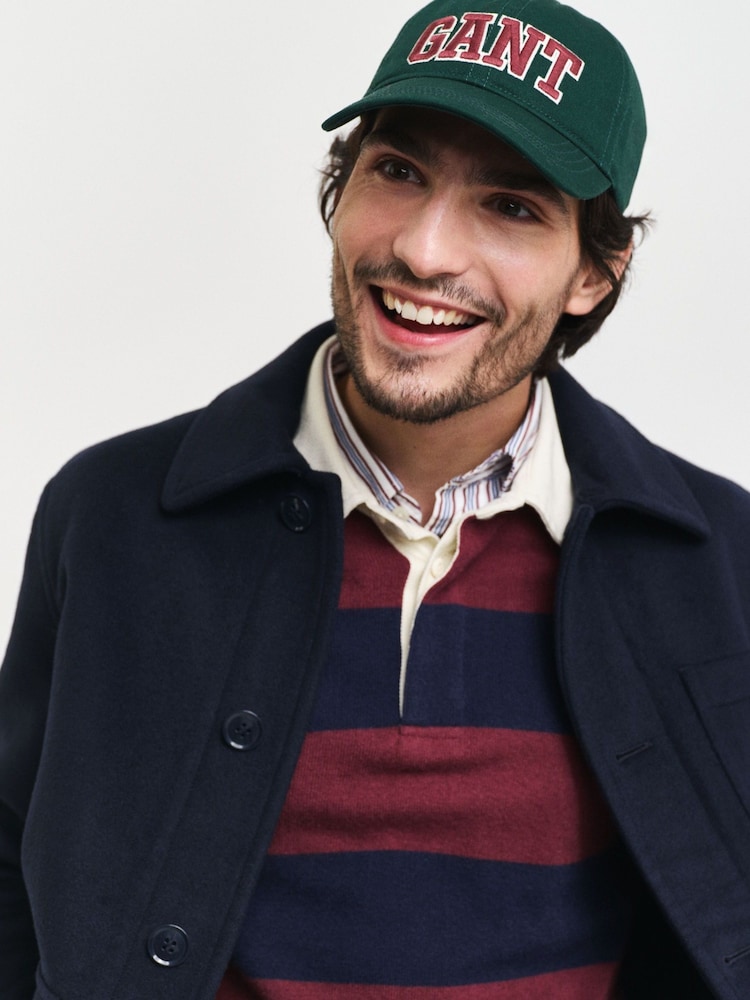 GANT Blue Extrafine Lambswool Striped Polo Shirt - Image 5 of 5