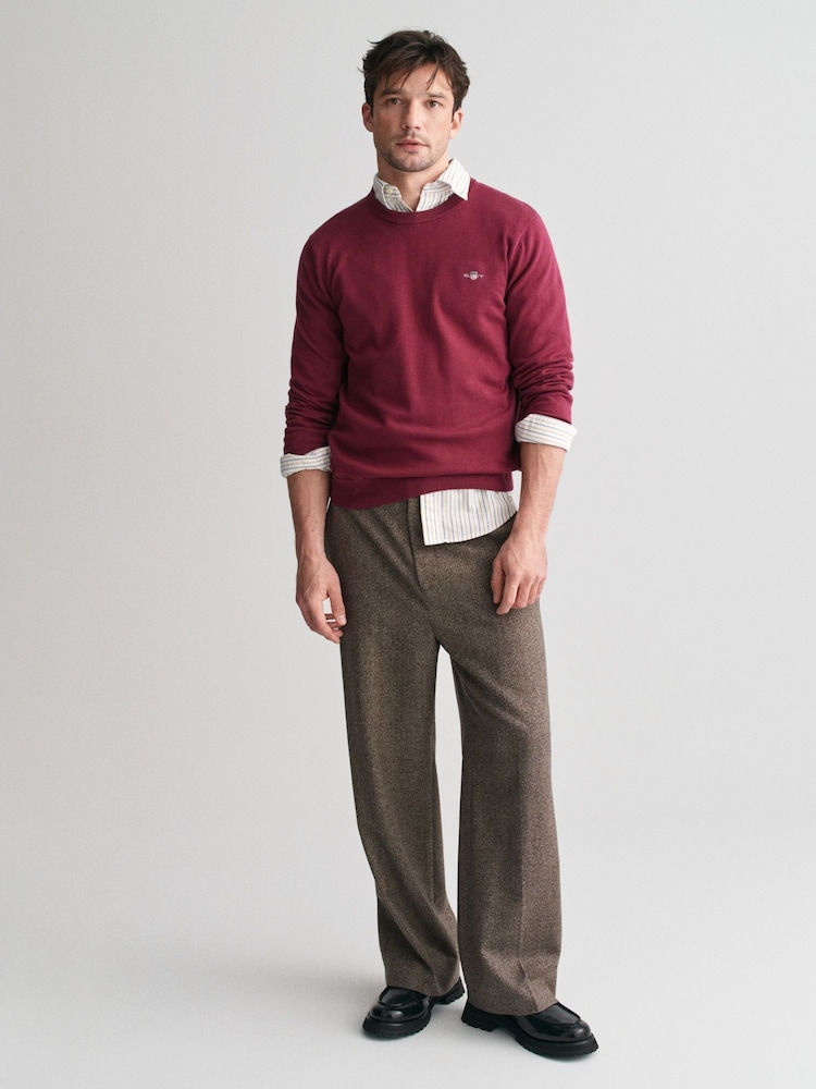 GANT Red Classic 100% Cotton V-Neck Jumper - Image 1 of 4