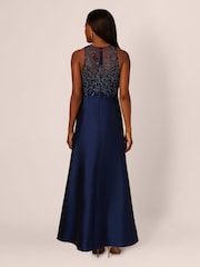 Adrianna by Adrianna Papell Blue Bead Combo Taffeta Long Dress - Image 2 of 6