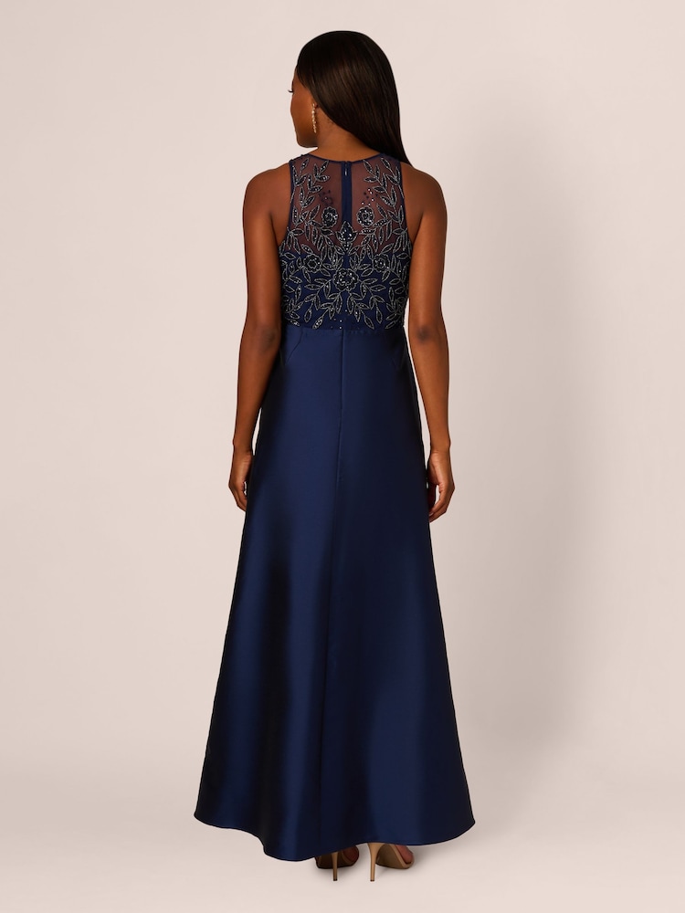 Adrianna by Adrianna Papell Blue Bead Combo Taffeta Long Dress - Image 2 of 6