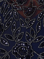 Adrianna by Adrianna Papell Blue Bead Combo Taffeta Long Dress - Image 3 of 6